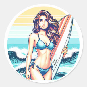 Pegatina Redonda Chica Deporte & Surf