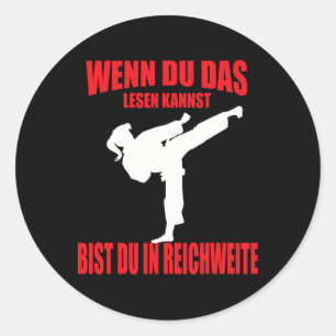 Pegatina Redonda Chica divertida de karate kickboxing taekwondo