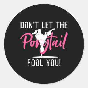 Pegatina Redonda Chica divertida Karate Diseño Niños Mujeres Kickbo