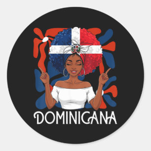 Pegatina Redonda Chica Dominicana Afro Latina República Dominicana
