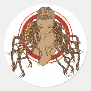 Pegatina Redonda Chica Dreadlock