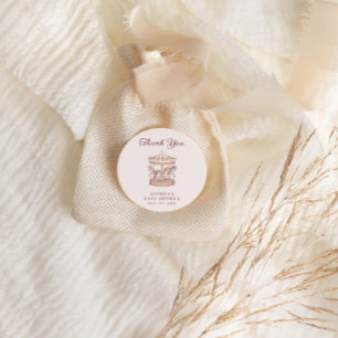 Pegatina Redonda Chica Dulce Carousel Rosa Pastel Baby Shower