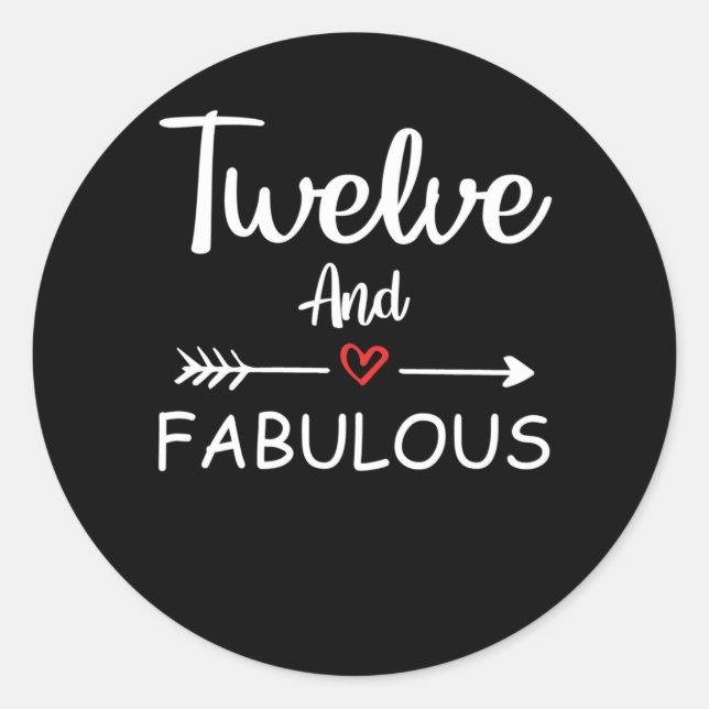 Pegatina Redonda Chica Duodécimo Cumpleaños Chica de 12 años (Anverso)