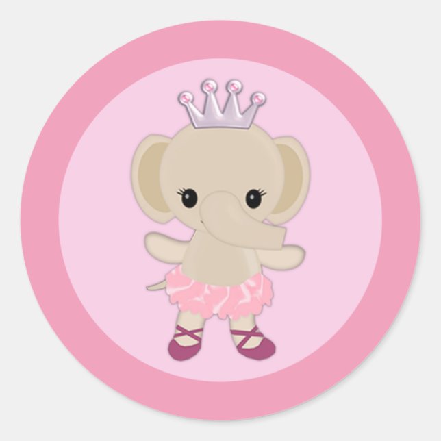 Pegatina Redonda CHICA elefante Tu Cute Baby Shower TTC #10 (Anverso)