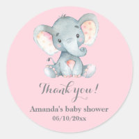 Chica Elephant Baby Shower Pink Gracias A Favor