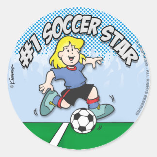 Pegatina Redonda Chica Estrella de Fútbol