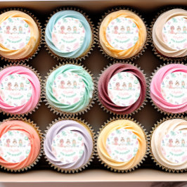 Pegatina Redonda Chica Fiesta Birthday Pastel