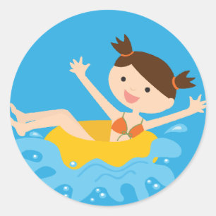 Pegatina Redonda Chica Fiesta Brunette