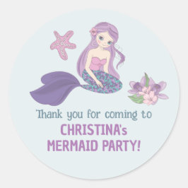 Pegatina Redonda Chica Fiesta Sirvienta Cumpleaños Morado Verde azu