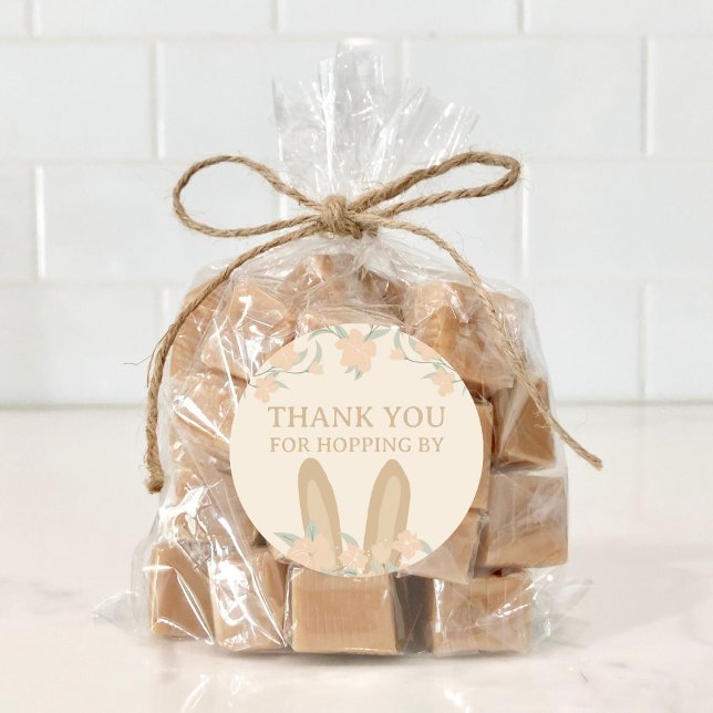 Pegatina Redonda Chica Floral Bunny Cumpleaños Gracias Por Favor (Subido por el creador)