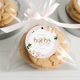 Pegatina Redonda chica floral rosa Rubor ducha elegante