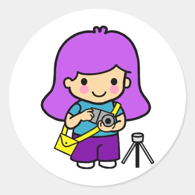 Pegatina Redonda Chica fotógrafo (Anverso)