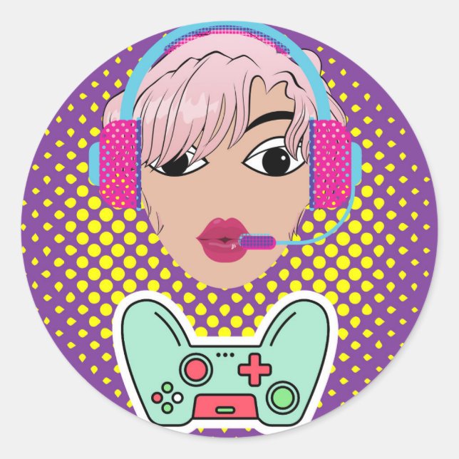 Pegatina Redonda chica gammer (Anverso)