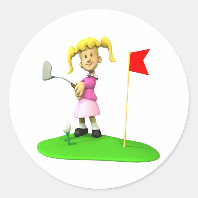 Pegatina Redonda Chica Golfer (Anverso)