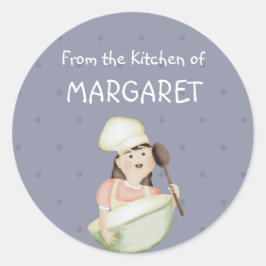 Pegatina Redonda chica  gorra mezclando tazón panadería comida kitc