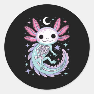 Pegatina Redonda Chica goth pastel kawaii esqueleto adorable axolot