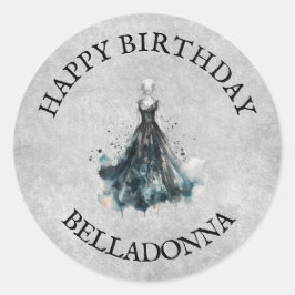 Pegatina Redonda Chica gótica Cumpleaños