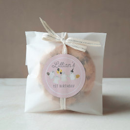 Pegatina Redonda Chica Halloween Fantasma Fiesta de cumpleaños