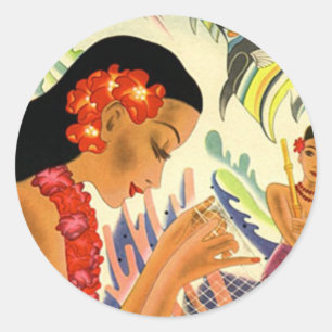 Pegatina Redonda Chica hawaiano