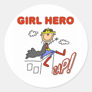 Pegatina Redonda Chica Heroína en la Azotea