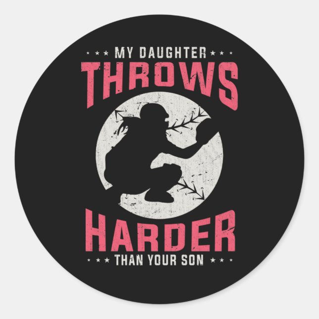 Pegatina Redonda Chica Hija de Softbol Famoso jugador de béisbol Ch (Anverso)