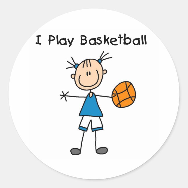 Pegatina Redonda Chica I Juega Baloncesto (Anverso)