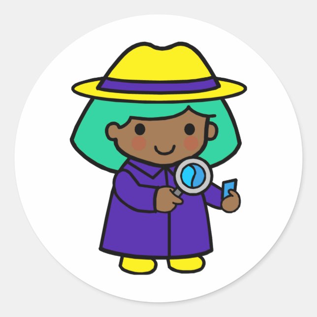 Pegatina Redonda Chica investigador (Anverso)