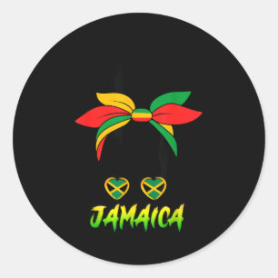 Pegatina Redonda Chica jamaicana bandera de Jamaica orgullo mujer n