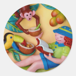 Pegatina Redonda Chica Jingle Safari Fiesta