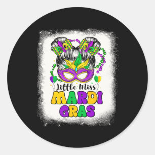 Pegatina Redonda Chica Juvenil Retro Pequeña Miss Mardi Gras
