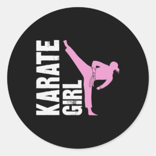 Pegatina Redonda Chica Karate Artes Marciales Chicas Defensa Person