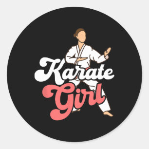 Pegatina Redonda Chica karateca luchadora autodefensa karateka