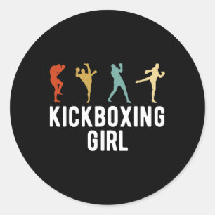Pegatina Redonda Chica Kickboxing Kickboxer 