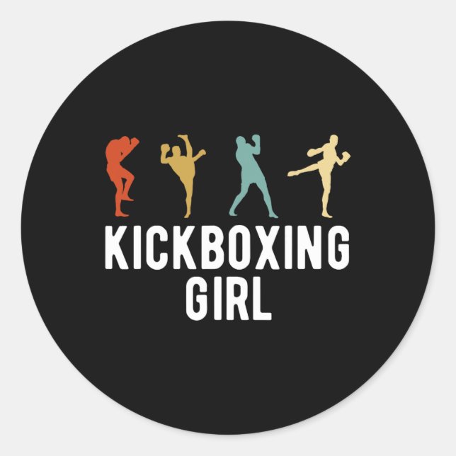 Pegatina Redonda Chica Kickboxing Kickboxer  (Anverso)