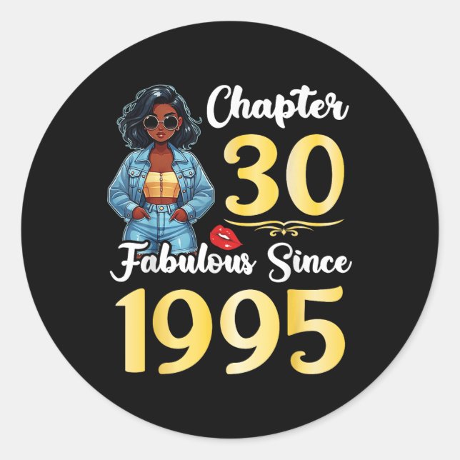 Pegatina Redonda Chica lindo Capítulo 30 Años Fabuloso Desde 1995 (Anverso)
