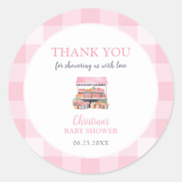 Pegatina Redonda Chica local Baby Shower Gracias