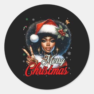 Pegatina Redonda Chica Melanin Sant Navidades afroamericanos