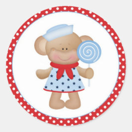 Pegatina Redonda Chica Monkey Sailor