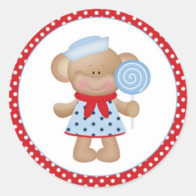 Pegatina Redonda Chica Monkey Sailor (Anverso)
