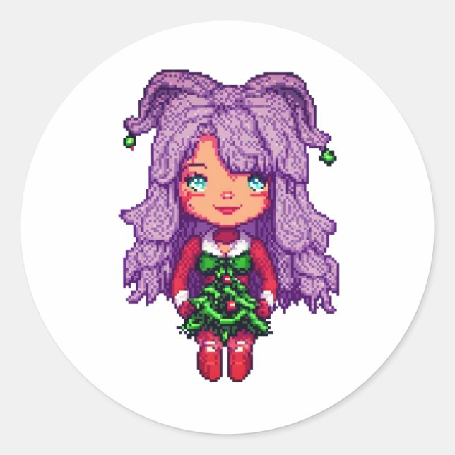 Pegatina Redonda Chica morada  (Anverso)