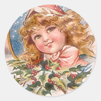 Pegatina Redonda Chica navidad en rosa