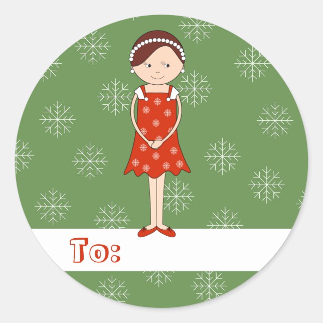 Pegatina Redonda Chica Navidad illusima Copos de Nieve (Anverso)
