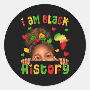 Pegatina Redonda Chica negra afroamericana niños afro historia negr