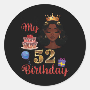 Pegatina Redonda Chica Negro Con Globos De Pastel Presenta Su 52.º