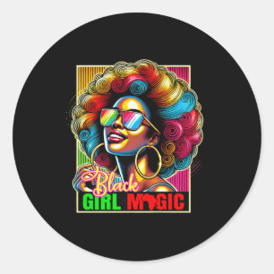 Pegatina Redonda Chica Negro Magic Africa Afro Black Queen Melanin