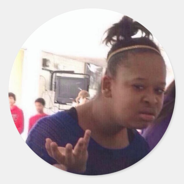 Pegatina Redonda Chica negro qué meme (Anverso)