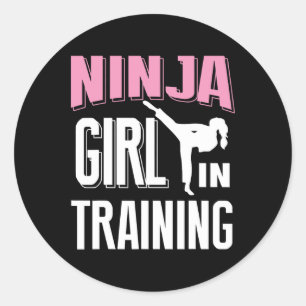Pegatina Redonda Chica Ninja En Entrenamiento Karate Taekwondo S Pa