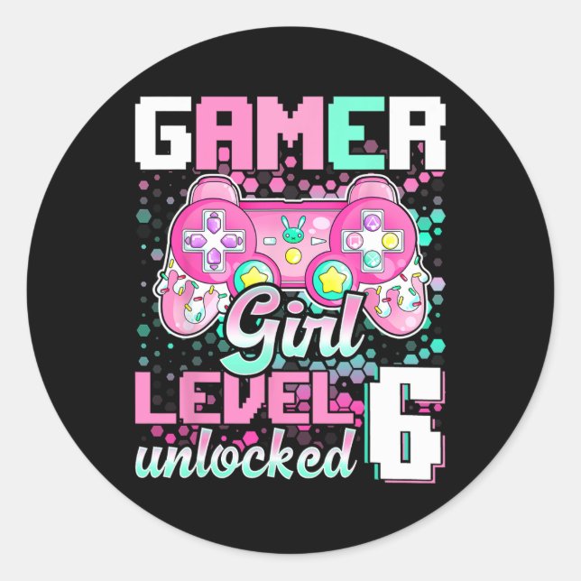 Pegatina Redonda Chica Nivel 6 Videojuego desbloqueado 6º regalo de (Anverso)