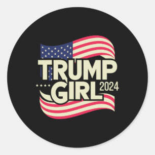 Pegatina Redonda Chica para Donald Trump Bandera de Trump Mujeres C