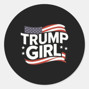 Pegatina Redonda Chica para Donald Trump Lindas Mujeres Chicas Band